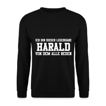 Harald Name Design - Unisex Pullover - Schwarz - Vorne - Alina (178cm) & Michal (187cm)