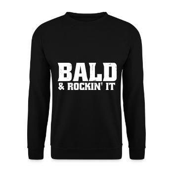 Glatzköpfig und rockig - Unisex Pullover - Schwarz - Vorne - Alina (178cm) & Michal (187cm)