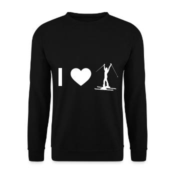 Ich Herz und Frau Skifahren - - Unisex Pullover - Schwarz - Vorne - Alina (178cm) & Michal (187cm)