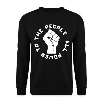 ALL POWER TO THE PEOPLE ROUND - Sweat-shirt Unisexe - noir - Devant - Alina (178cm) & Michal (187cm)