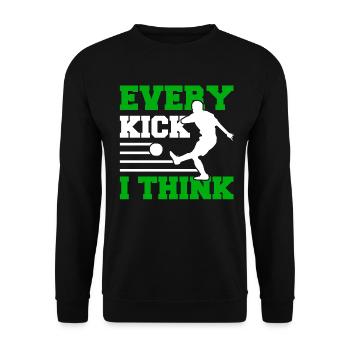 Every Kick I think - Footgolf Soccergolf Fußball - Unisex Pullover - Schwarz - Vorne - Alina (178cm) & Michal (187cm)