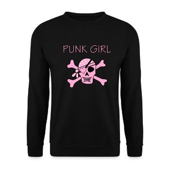 Punk Girl Skull Totenkopf Pirat - Unisex Pullover - Schwarz - Vorne - Alina (178cm) & Michal (187cm)