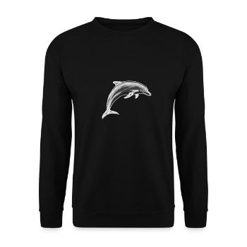 Dolphin drawing | Marine animal white | Gift - Unisex Sweatshirt - black - Front - Alina (178cm) & Michal (187cm)