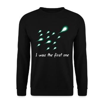 I was the first - sperm sperm gift idea - Unisex Sweatshirt - black - Front - Alina (178cm) & Michal (187cm)