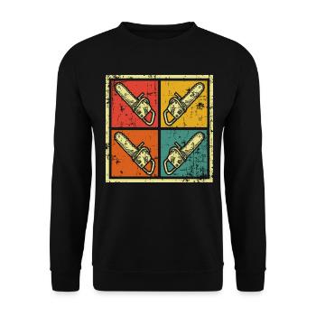 Saw chainsaw woodcutter - Unisex Sweatshirt - black - Front - Alina (178cm) & Michal (187cm)