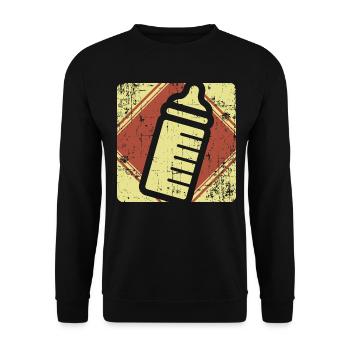 Babyflasche Babysitter Geschenk - Unisex Pullover - Schwarz - Vorne - Alina (178cm) & Michal (187cm)