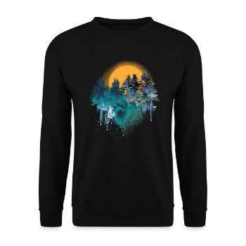 Sun behind firs nature - Unisex Sweatshirt - black - Front - Alina (178cm) & Michal (187cm)