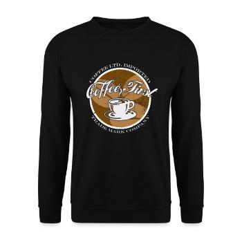 Coffee First.First coffee. Shirt for coffee drinkers - Unisex Sweatshirt - black - Front - Alina (178cm) & Michal (187cm)