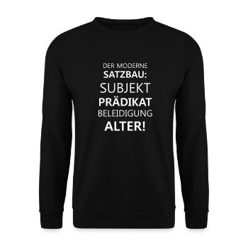 Lehrer I Grammatik Satzbau Schule witzig Geschenk - Unisex Pullover - Schwarz - Vorne - Alina (178cm) & Michal (187cm)