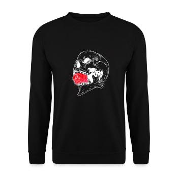 Skull with a rose in the mouth - Unisex Sweatshirt - black - Front - Alina (178cm) & Michal (187cm)