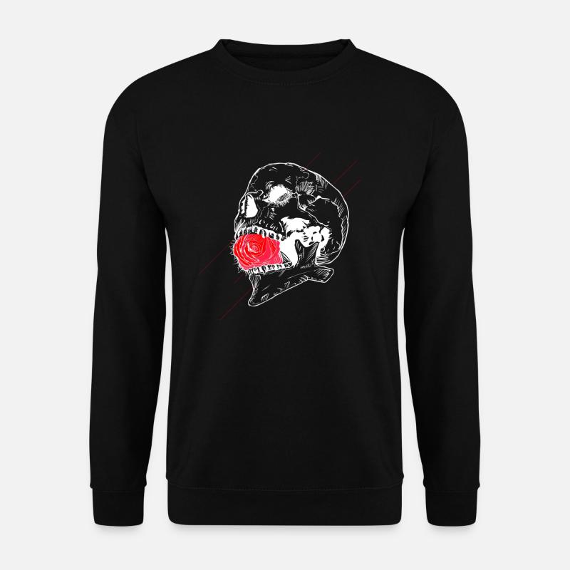 Crâne avec une rose dans la bouche - Sweat-shirt Unisexe - noir