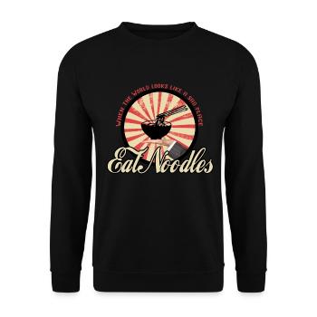 noodles. Eat Noodles. Send Noodles - Unisex Pullover - Schwarz - Vorne - Alina (178cm) & Michal (187cm)