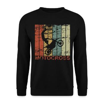 Motocross retro - Dirtbike, Motorrad, Biker - Unisex Pullover - Schwarz - Vorne - Alina (178cm) & Michal (187cm)