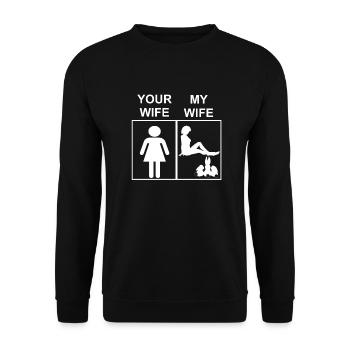Your wife my wife Rabbit Hase, Kaninchen, Geschenk - Unisex Pullover - Schwarz - Vorne - Alina (178cm) & Michal (187cm)
