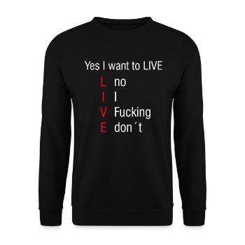 Life | Internet Meme Black Humor Gift Idea - Unisex Sweatshirt - black - Front - Alina (178cm) & Michal (187cm)