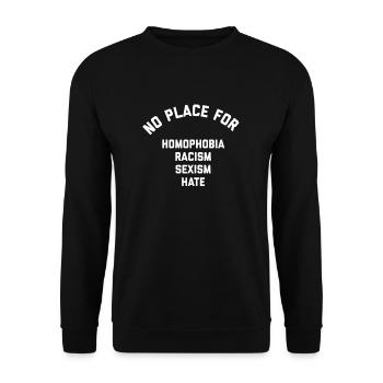 L'homophobie n'a pas sa place Racisme Sexisme Déteste LGBT - Sweat-shirt Unisexe - noir - Devant - Alina (178cm) & Michal (187cm)