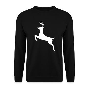 Hirsch Winter Motiv Weihnachten Geschenk TShirt - Unisex Pullover - Schwarz - Vorne - Alina (178cm) & Michal (187cm)