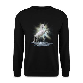 Chemise des chevaux - cheval blanc , moisissure - Sweat-shirt Unisexe - noir - Devant - Alina (178cm) & Michal (187cm)