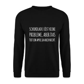 Schokolade löst keine Probleme,aber das tut ein... - Unisex Pullover - Schwarz - Vorne - Alina (178cm) & Michal (187cm)
