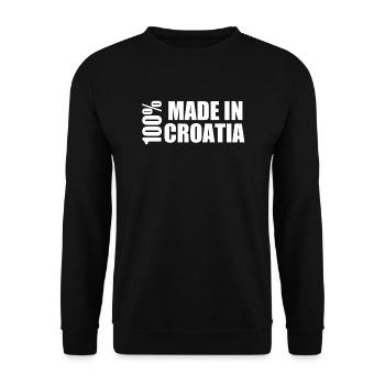 100% MADE IN CROATIA KROATIEN ZAGREB KROATISCH - Unisex Pullover - Schwarz - Vorne - Alina (178cm) & Michal (187cm)