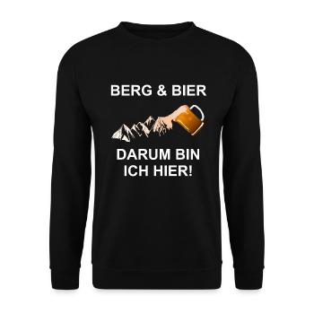 Berg und Bier Darum bin ich hier - Klettern - Unisex Pullover - Schwarz - Vorne - Alina (178cm) & Michal (187cm)