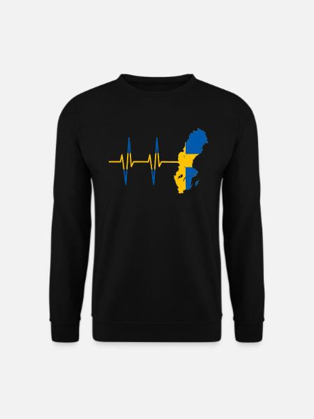 Herzschlag Schweden- Puls, Schwedisch, Geschenk - Unisex Pullover - Schwarz