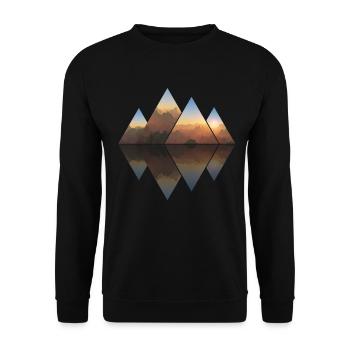 berge mountains dreiecke geomtrie - Unisex Pullover - Schwarz - Vorne - Alina (178cm) & Michal (187cm)
