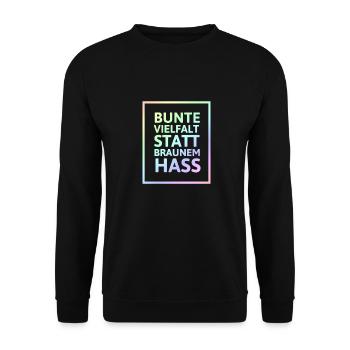 Rassismus | Gegen Nazis Antifa links Geschenkidee - Unisex Pullover - Schwarz - Vorne - Alina (178cm) & Michal (187cm)