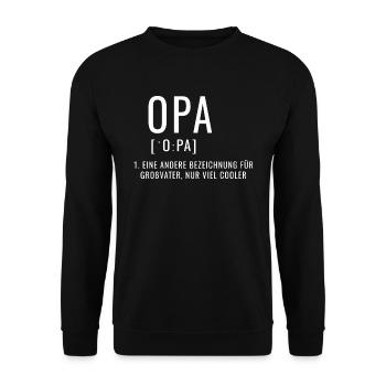 Opa Grossvater Lautschrift lustiger Spruch Duden - Unisex Pullover - Schwarz - Vorne - Alina (178cm) & Michal (187cm)