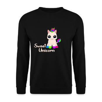 Unicorn#Sweet Unicorn#Einhorn#Geschenkidee - Unisex Pullover - Schwarz - Vorne - Alina (178cm) & Michal (187cm)