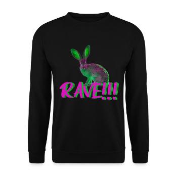 goa rave techno musik hase tier neon farben - Unisex Pullover - Schwarz - Vorne - Alina (178cm) & Michal (187cm)