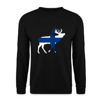finnland Elch - Unisex Pullover - Schwarz - Vorne - Alina (178cm) & Michal (187cm)