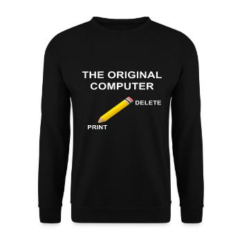 THE ORIGINAL COMPUTER print delete - Unisex Pullover - Schwarz - Vorne - Alina (178cm) & Michal (187cm)