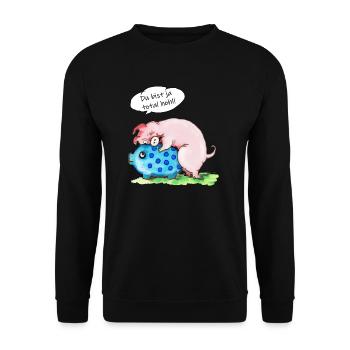 pig with empty piggy bank: you are totally hollow - Unisex Sweatshirt - black - Front - Alina (178cm) & Michal (187cm)