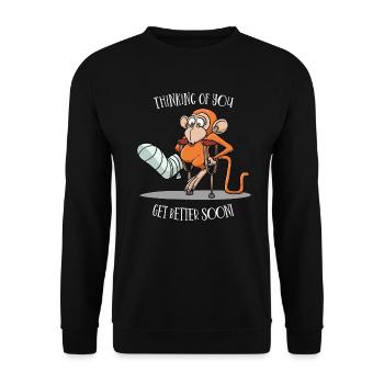 Accident crutches Get well soon gift idea - Unisex Sweatshirt - black - Front - Alina (178cm) & Michal (187cm)