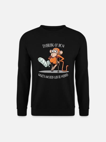 Knochenbruch Unfall Krücken Heilen Geschenk Idee - Unisex Pullover - Schwarz