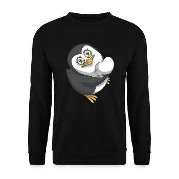 Une idée cadeau coeur de pingouins - Sweat-shirt Unisexe - noir - Devant - Alina (178cm) & Michal (187cm)