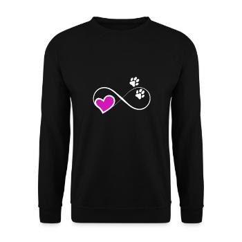 Herz Hunde Dog Unendlichkeit Infinity Symbol - Unisex Pullover - Schwarz - Vorne - Alina (178cm) & Michal (187cm)