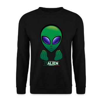 Alien Italien, lustiges Italien Urlaub Shirt - Unisex Pullover - Schwarz - Vorne - Alina (178cm) & Michal (187cm)