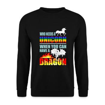 Drache - Unisex Pullover - Schwarz - Vorne - Alina (178cm) & Michal (187cm)