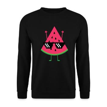 Wassermelone - Unisex Pullover - Schwarz - Vorne - Alina (178cm) & Michal (187cm)