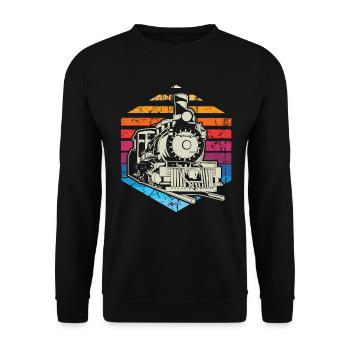 Zug Züge Modeleisenbahn Eisenbahn Geschenk - Unisex Pullover - Schwarz - Vorne - Alina (178cm) & Michal (187cm)