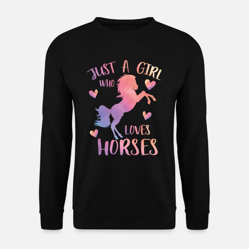 Nur ein Mädchen, das Pferde liebt - Unisex Pullover - Schwarz