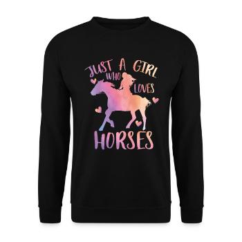 Just a girl who loves horses - Unisex Sweatshirt - black - Front - Alina (178cm) & Michal (187cm)