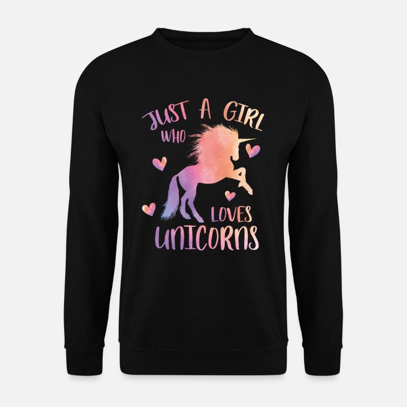 Nur ein Mädchen, das Einhörner liebt - Unisex Pullover - Schwarz
