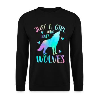 Juste une fille qui aime les loups - Wolf - Sweat-shirt Unisexe - noir - Devant - Alina (178cm) & Michal (187cm)