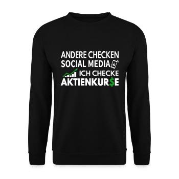 Aktien Börse ETF Dividenden Aktionär Kapitalist - Unisex Pullover - Schwarz - Vorne - Alina (178cm) & Michal (187cm)