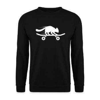 Katze - Unisex Pullover - Schwarz - Vorne - Alina (178cm) & Michal (187cm)
