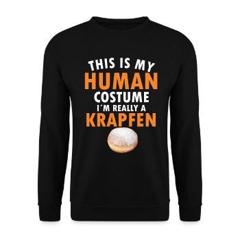 Krapfen Kostüm - Faschingskrapfen Human Costume - Unisex Pullover - Schwarz - Vorne - Alina (178cm) & Michal (187cm)