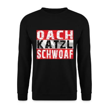 Oachkatzlschwoaf Österreicher Geschenk - Unisex Pullover - Schwarz - Vorne - Alina (178cm) & Michal (187cm)